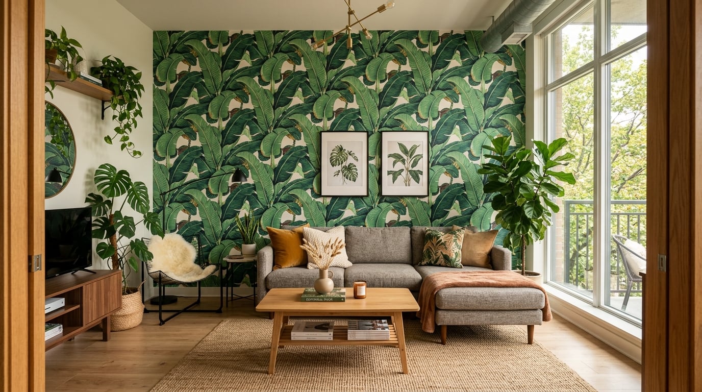 After: Botanical Accent Wall Transformation