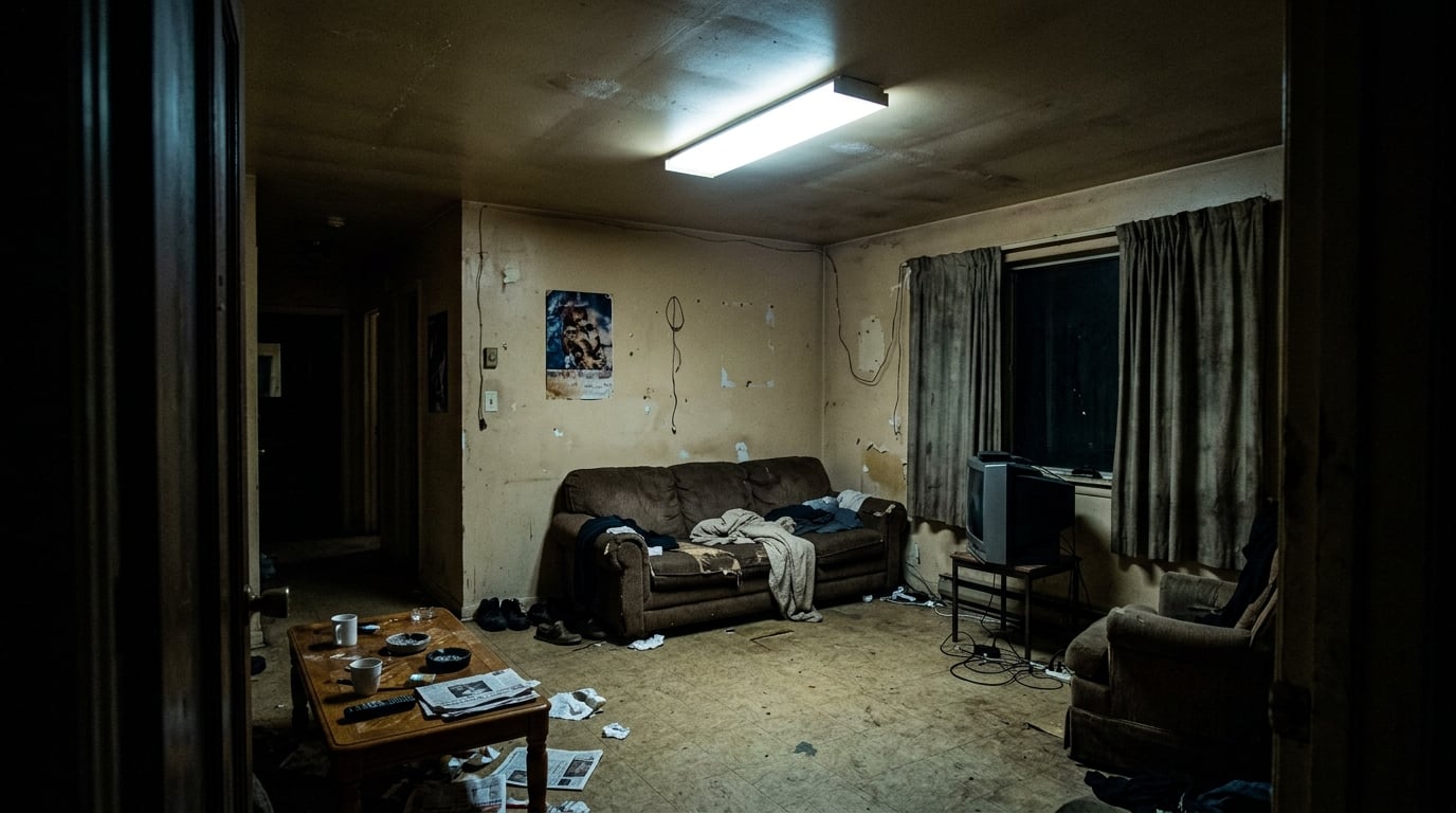 Before: Warm Ambient Lighting Upgrade - untransformed apartment space
