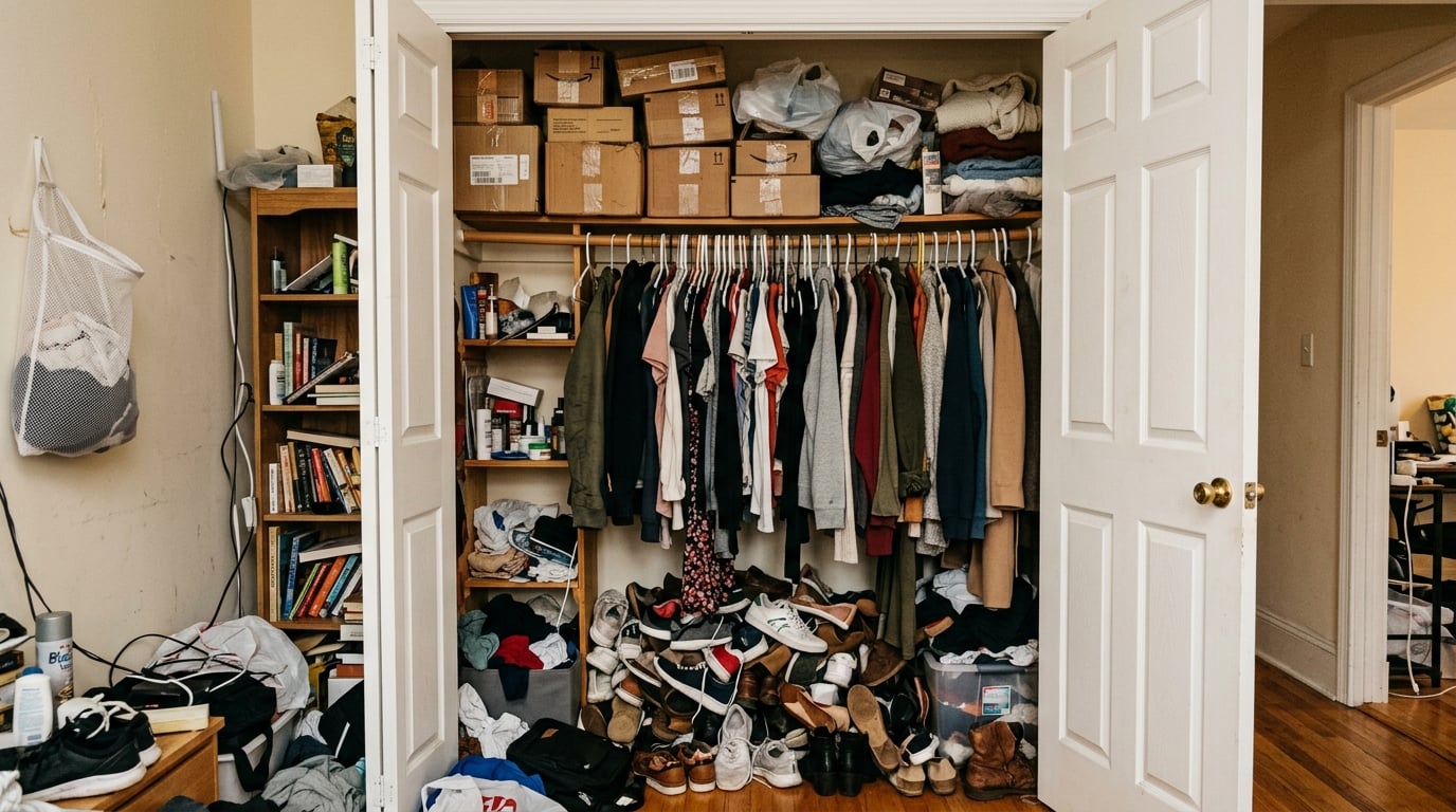Before: Complete Closet Organization System - untransformed apartment space